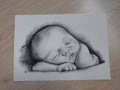 Custom keepsake Artwork B&W Portrait Sketch with watercolour on paper